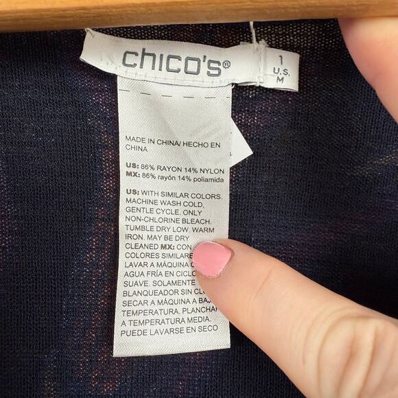 Chico's Womens Open Cardigan Sweater Size 1 (US M/8) Abstract Floral Artsy - Picture 7 of 8